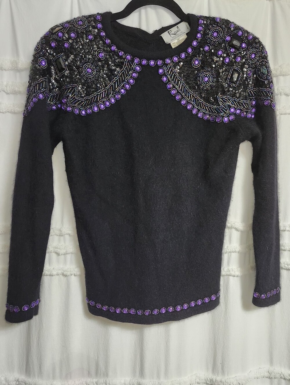 Vtg 80s Susan Roselli For Vijack Embellished Statement Sweater.